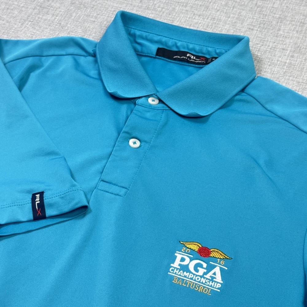 RLX‎ Ralph Lauren Baltusrol PGA Championship Golf Polo Shirt Mens M Blue